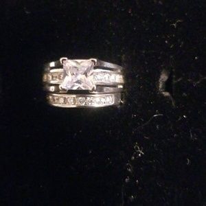 Double band Cathedral Princess Cut Ring